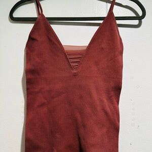 Together Brown and Red Sleeveless Fitted top